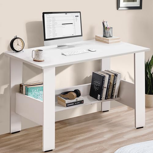 Image of About Space Study Table | Multipurpose Office Desk | Tables for Students & Adults | Engineered Wood Drawing Table | Table with Storage| Computer Table | Writing Table - (L90 x B50 x H78.5 cm - White)