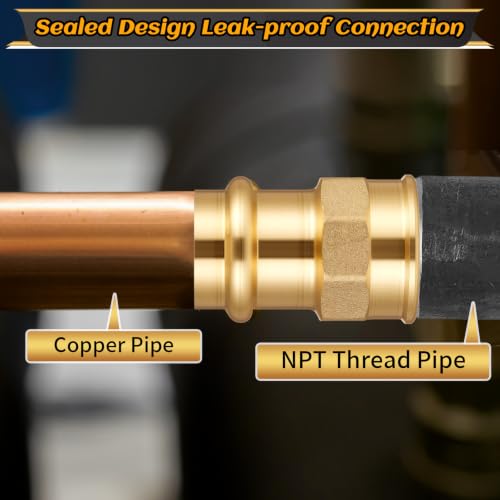 Image of 8 Pack 3 /4 inch Press x 3 /4 inch Fip Brass Press Fittings | Npt Adapter for Residential & Commercial Piping