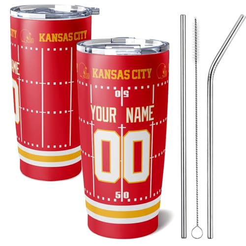 Image of ANTKING Kansas Tumbler 20 oz Travel Coffee Cup for Men Women Boy Custom Name Number Gifts