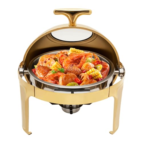 MSAIERPLR Round Chafing Dish Gold Chafers & Buffet Warmers Sets