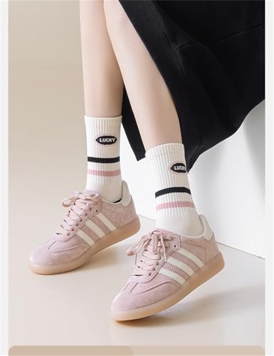 Womens Cute Crew Socks Casual Athletic Aesthetic Socks Neutral Cotton Socks 3-6 Pairs 6
