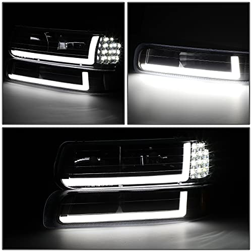 Dna Motoring Hl-Lb-Csil99-Bk-Sm-Cl1 Smoked Lens Pair Led Drl Headlight Bumper Lamps Compatible With 99-02 Silverado 1500 2500 00-06 Suburban/Tahoe #TOP2