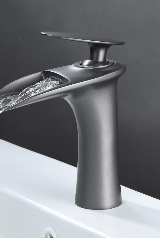 Robinet de salle de bain cascade eau chaude et froide gris bas LWX