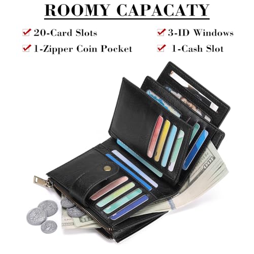 Image of SENDEFN Small Wallets for Women Leather Bifold Compact RFID Blocking with ID Window