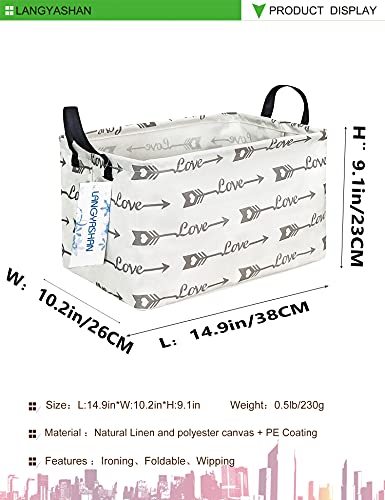Langyashan Rectangular Storage Bin Collapse Canvas Fabric Cartoon Storage Basket With Handles For Organizing Home Kitchen Boys And Girls Toys Office Closet Shelf Baskets (Rec White Love Arrow) #TOP1