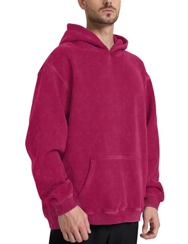 Hatant Oversized Vintage Acid Wash Sweatshirt for Men and Women, Magenta, Large3