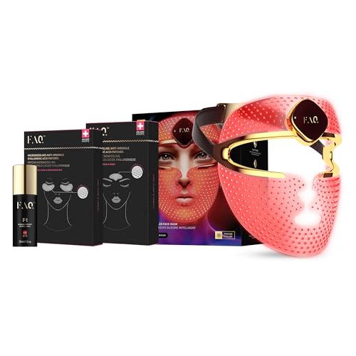 FAQ 202 Smart Anti Aging NIR + 7 LED Face Light Mask + Microneedling Anti-Wrinkle Hyaluronic Acid Patches for Under Eyes & Forehead - Face Masks Skincare - Wireless Wearable Skin Care