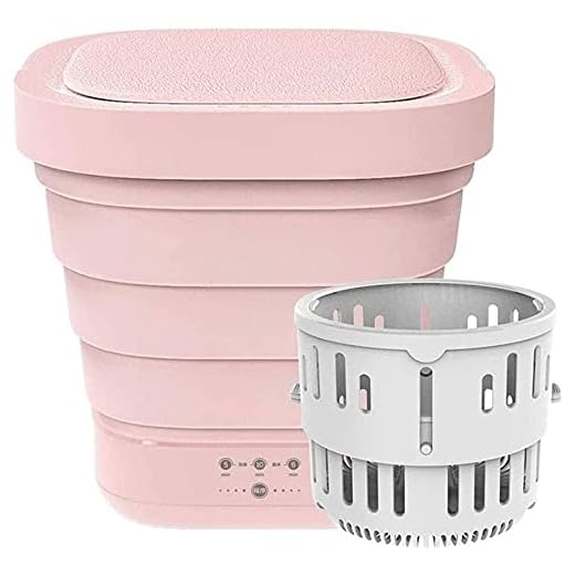 Portabel tvättmaskin, ozon desinfektion, med handtag ultraljudsrengöringsmaskin, liten automatisk underkläder-stil vikning mini tvättmaskin (färg: rosa) (Color : Pink)