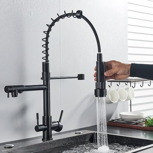 Filtre de robinet d'eau rotatif haute performance noir mat pour évier de cuisine