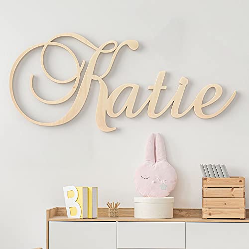 Personalized Custom Wooden Name Sign - KATIE Font Baby Name Sign For Nursery and Wall Decor (12