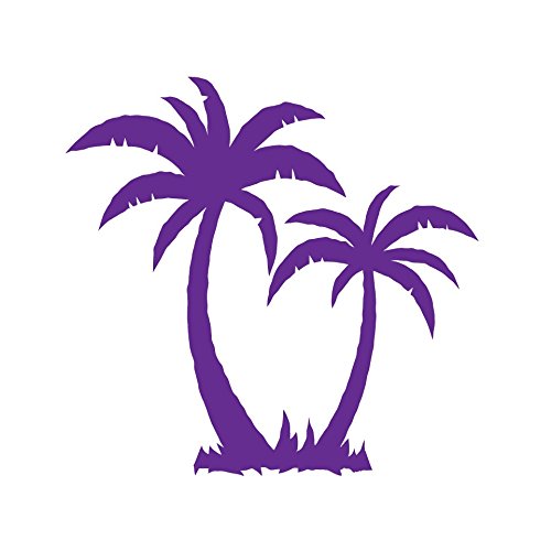 2 Palm Trees Tropical Island Purple Auto Car Bumper Window Wall Decal Sticker Vinyl Graphic 7X8