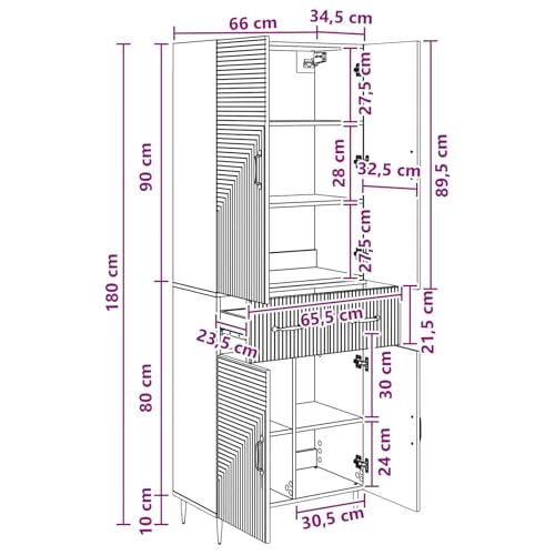 Armarios combinados de pared de madera de 66 x 34,5 x 89,5 cm con almacenamiento modular 3