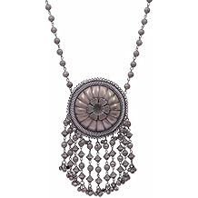 Indian Antique Designer Handmade Silver Oxidized Mirror Ghungroo Bells Tribal Gypsy Statement Long Sweater Necklace Jewelry Women Girls