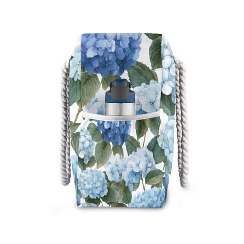 OTVEE Beautiful Hydrangea Flowers Pattern Beach Bags for Women Ladies Large Canvas Tote Shoulder Bag Waterproof Travel Bags for Gym Swim Pool Camping3