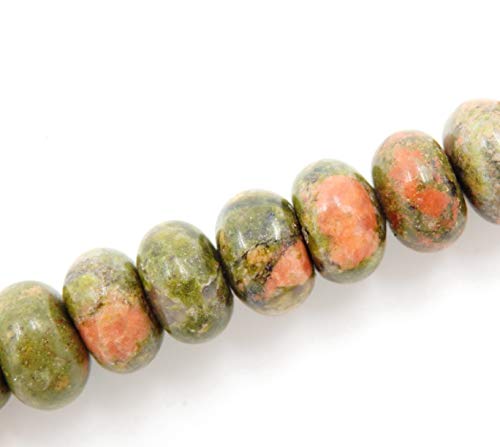 Malahill Gemstone Beads for Jewelry Making Natural Stone Beads for Necklaces Bracelets 5 Strands Roundel unakite Beads 5x8mm