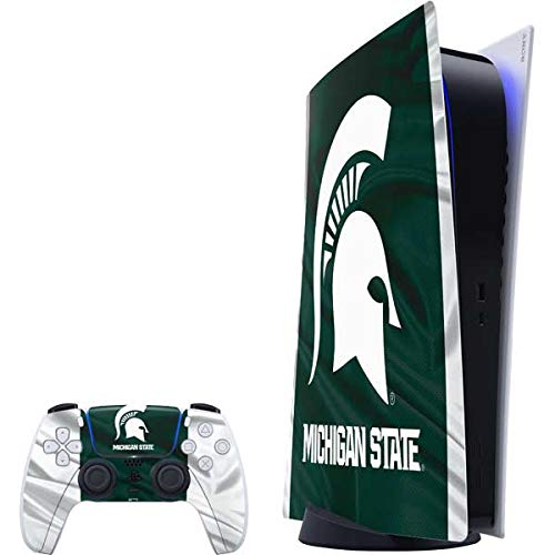 Skinit Decal Gaming Skin Compatible with PS5 Digital Edition Bundle - Officially Licensed Michigan State University Away Grey Jersey Design