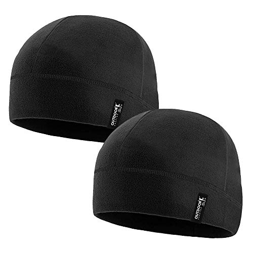 Tactical Fleece Cap Winter Warm Beanie Multi-Season Watch Cap Military Army 2 Pack, Black, One Size-2 Pack