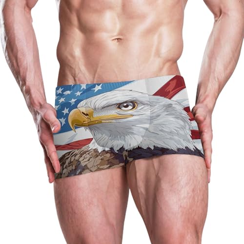 Bald Eagle American Flag July 4th Mens Swim Trunk Swimwear Swim Brief Square Leg Board Short S S04067362