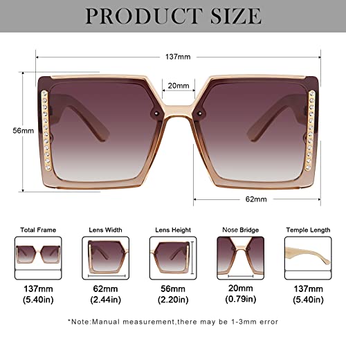 Dollger Oversized Square Sunglasses for Women Trendy Big Fram Sun Glasses Large Wide Shades for Womens UV 400 Sunnies3