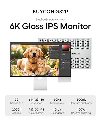 Image of G32P 32'' UHD 6K (6144 x 3456) Glossy Monitor, IPS Panel, 10-Bit Color, 99% sRGB, 99% DCI-P3, 223PPI, HDR, 60Hz, 2000:1 Contrast, Low Blue Light, Eye Care (Honeycomb - with Stand)