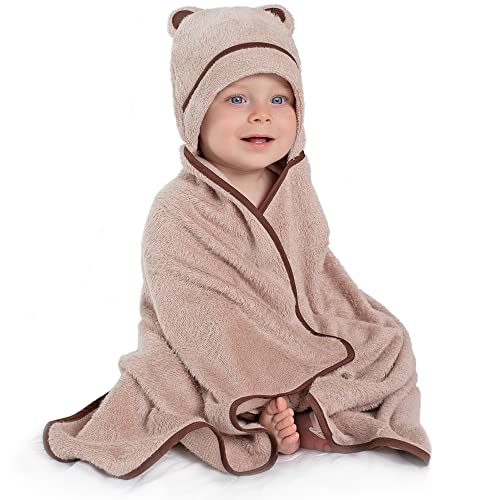 Warm Cuddles Premium Hooded Baby Towel - Organic Bamboo Baby Beach Towel - Baby Newborn Towel With Hood - Large Hooded Towel For Newborn Infant Boy Girl (Beige) #TOP4