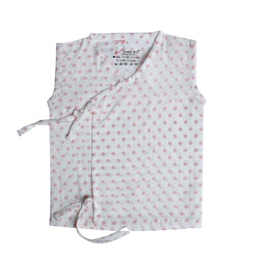 Image of 100% Cotton Angarka Printed Jabla | Pink & White Jhabla | for Newborn & Infants | All Season wear Jabala Baby Products | Sleeveless Regular Fit Vest | Assorted Pack of 3| Size - 3-6 Months