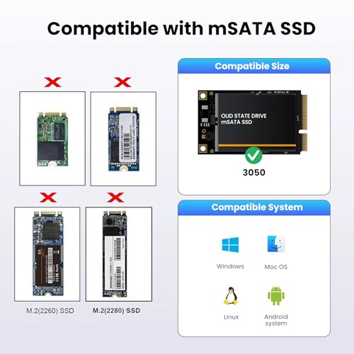 Adaptador mSATA 50Pin a SATA 3.0 2.5" 6Gbps miniatura 5