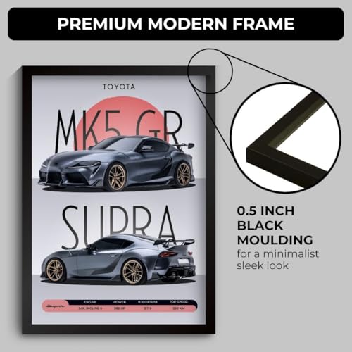 Image of Supra Poster | Framed MK5 Supra A4 Sized (31 x 23 cm) | JDM Car Poster for Wall, Gift for Boys, Hypercar Frames | Japanese Car Posters for Wall, Bedroom, Hostel, Study Area, Hostel (F 041)
