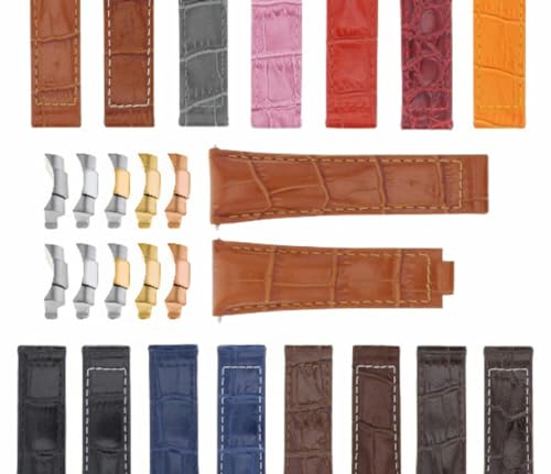 Ewatchparts 20mm Leather Watch Band Strap With Deployment Buckle Clasp Compatible With Rolex Daytona