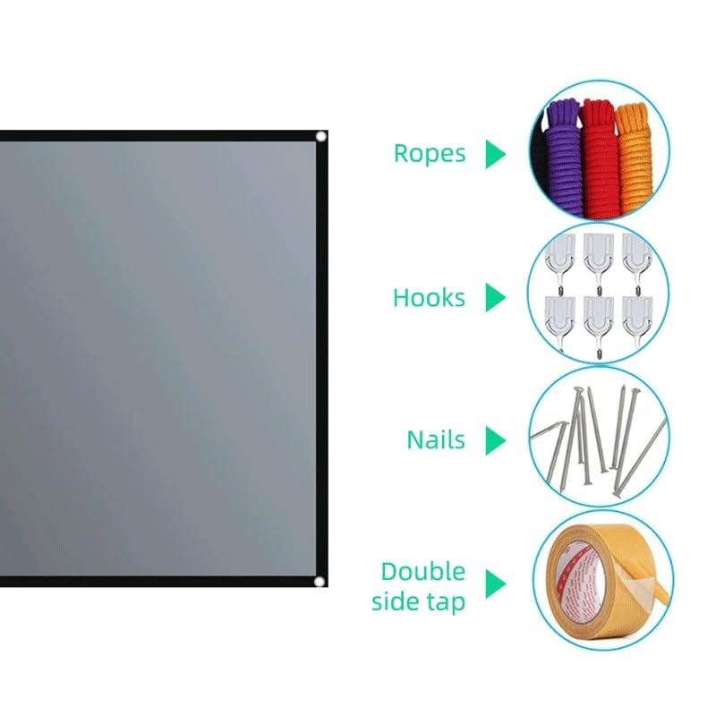 Pantalla portátil con bisel y orificio para proyector 16:9 de 133 pulgadas para uso en casa, oficina o exterior miniatura 6