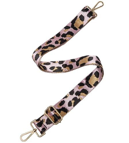 Image of Purse Strap Replacement Wide Adjustable Crossbody Shoulder Strap Guitar Straps for Handbags Leopard Pink