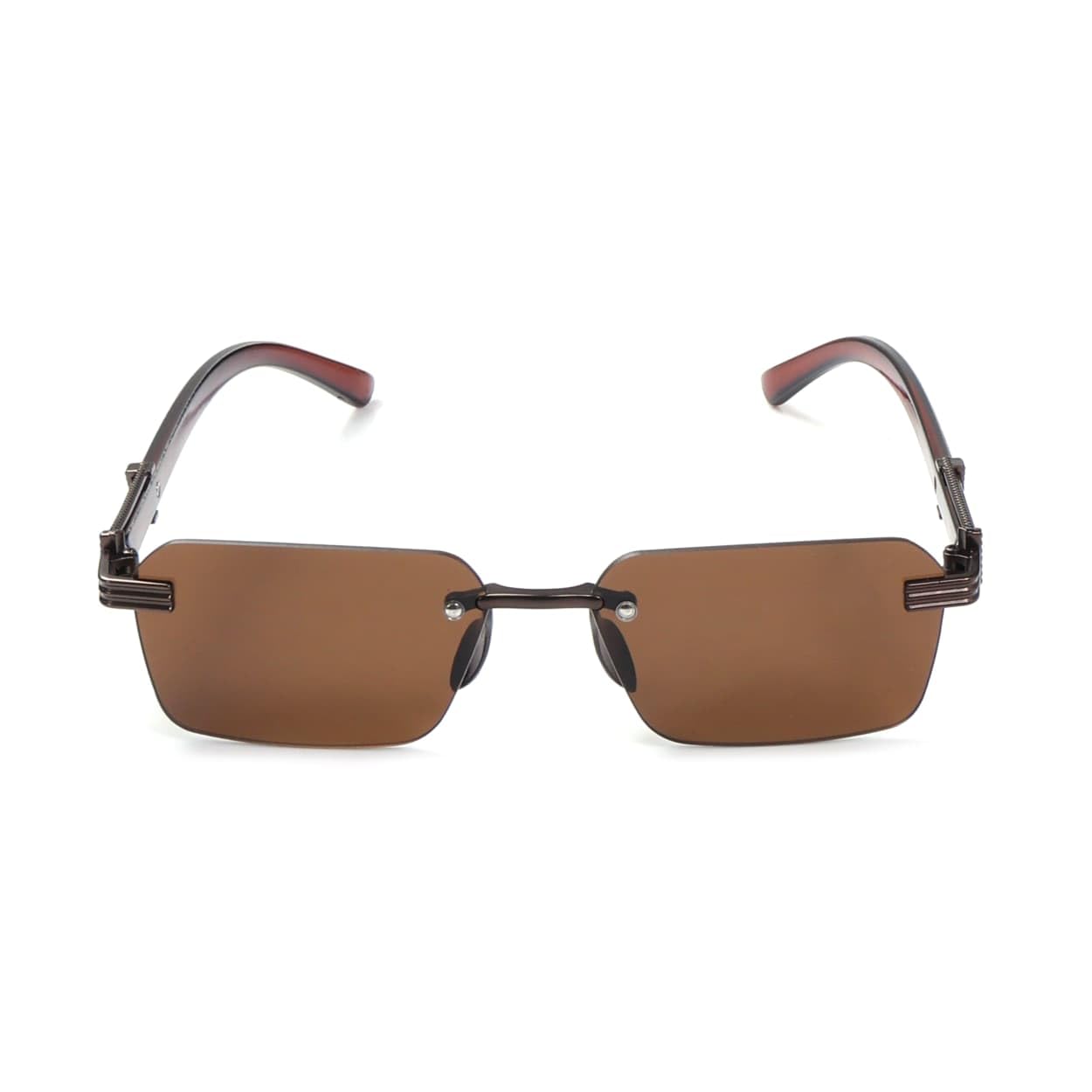 spadeaces Rimless Rectangle Sunglasses for Men, Stylish Brown Tinted Lens, Metal Frame, summer, vacations, unisex eyewear,UV protected sunglasses-picture-13