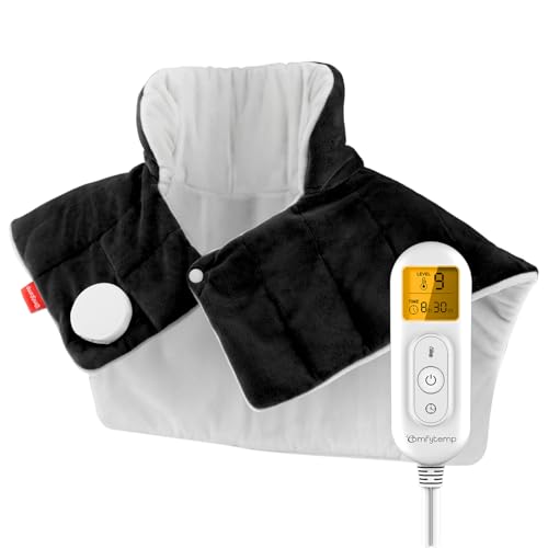 Image of Comfytemp Heating Pad for Neck and Shoulders and Back, 2.6lb Weighted Electric Heating Pads, Large Heated Wrap, 9 Heat Settings & 11 Timer, Valentines Birthday Gifts for Women Men Mom Dad, Black