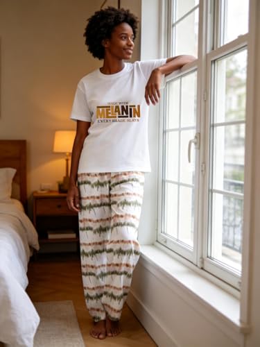 Image of Black History Pajamas, Graphic Matching Sets for Women, Magic Afro American Natural Hair Vintage Melanin T-Shirts and Pants