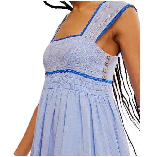 Womens Floral Lace Halter Mini Dress Elastic Corset Square Neck Sleeveless Flowy Ruched Dresses4