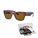 Ray-Ban Mega Wayfarer RB0840S 954/33 51MM Striped Havana/Crystal Lens Brown Square Sunglasses for Men for Women +Bundle with Accessory Eyewear Kit