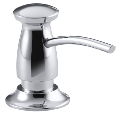 KOHLER 1893-C-CP Soap/Lotion Dispenser 16 Ounce Kitchen Sink Soap Dispenser Transitional Design Durable Solid Brass Polished Chrome Finish