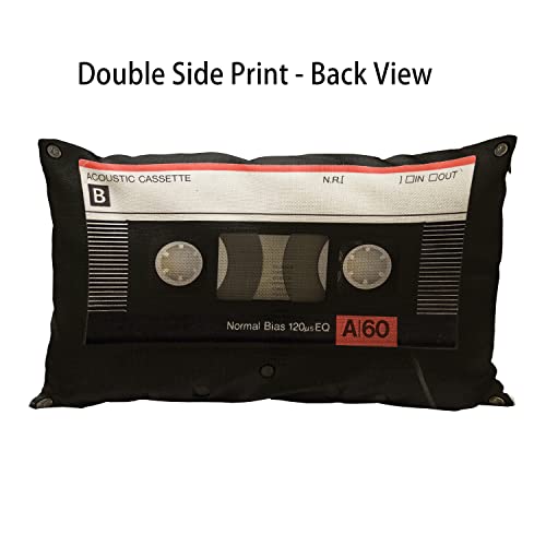 Wozukia Old Fashioned Cassette Tape Throw Pillow Cover Tape Cassette Patterndecorative Cotton Linen Pillowcase For Bedroom/Living Room/Sofa/Farmhouse/Car - Cushion Cover 12" X 20" #TOP1