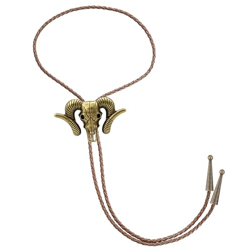 Image of Jeilwiy Bolo Tie for Men Western Cowboy Tie Necklace Gold Bolo Tie Leather Necktie Halloween Tie Accessories for Women