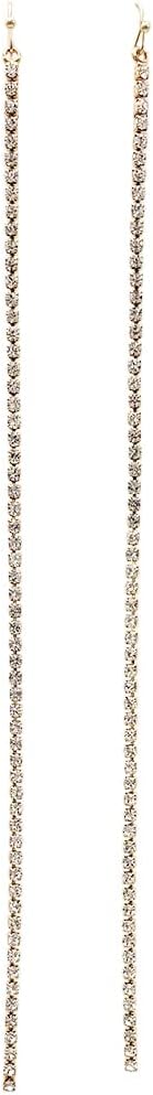 Rosemarie & Jubalee Women's Stunning Extra Long Crystal Rhinestone Strand Shoulder Duster Earrings, 7.75"