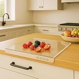 Acrylic Cutting Board with Counter Lip, Clear Cutting Boards for Countertop Protector, Cutting Board for Kitchen Counter, Non-Slip Dough Mat, Kitchen Decor Gadgets House Warming Gifts(24'x18')