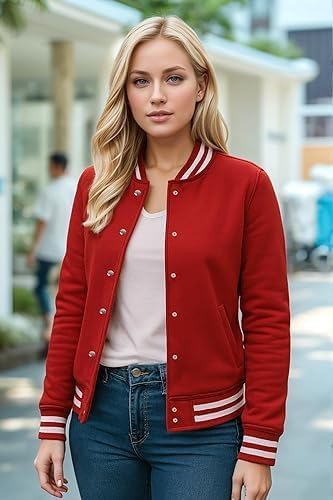 Women’s Bomber Varsity Jacket – Fleece Letterman Jacket for Women, Standard & Cropped Styles - Image 2