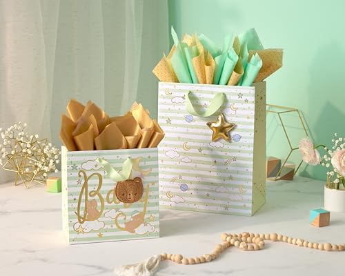 Image of Papyrus 8.5 inch Medium Gift Bag (Celestial Baby Bears) for Baby Showers and All Occasions (1 Bag)