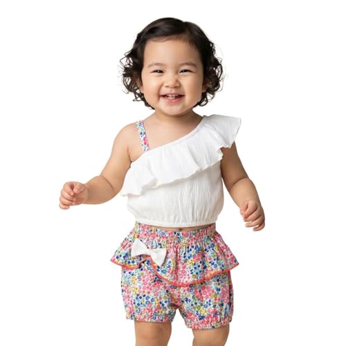 Image of Nautinati Baby Girls Cute Printed Top and Shorts Clothing Set | Age 0-3 Years
