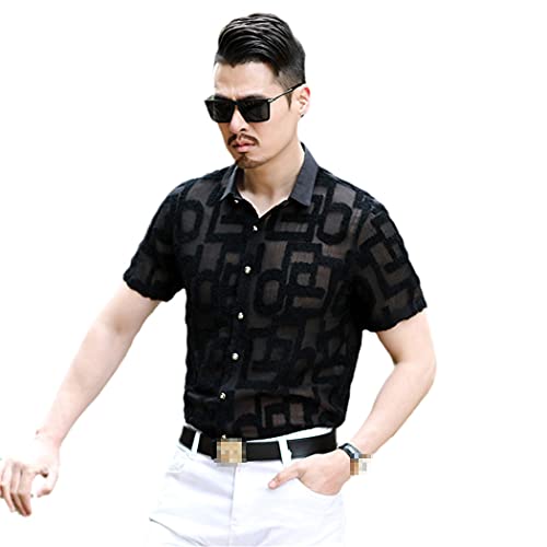 Chemise blanche en dentelle brodée homme coupe ajustée S
