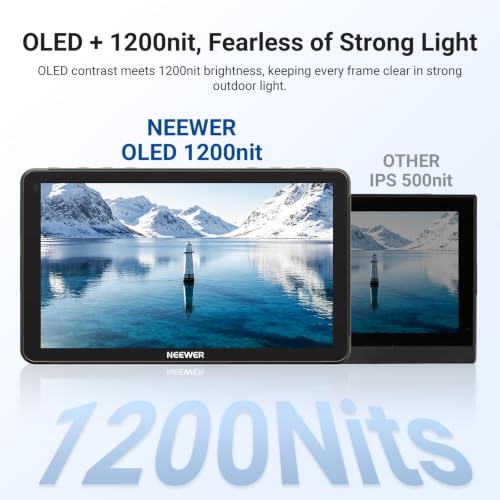 Image of NEEWER F700U 7 inch Camera Field Monitor, 1200nits 1920x1080 OLED Touchscreen | 4K HDMI, Loop in /Out with 3D LUT Peak Focus Video Assist HDR Waveform SDI, 2 4400mAh F750 Batteries for DSLR Photo Filmmaking