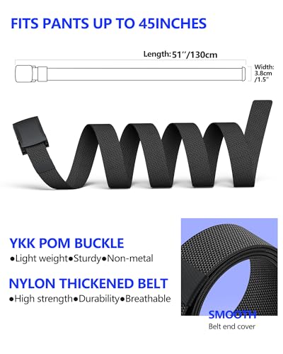 Tactical Belt Nylon Ratchet Work Belt Adjustable with Automatic Slide Buckle Belt Waist Clip Fan3