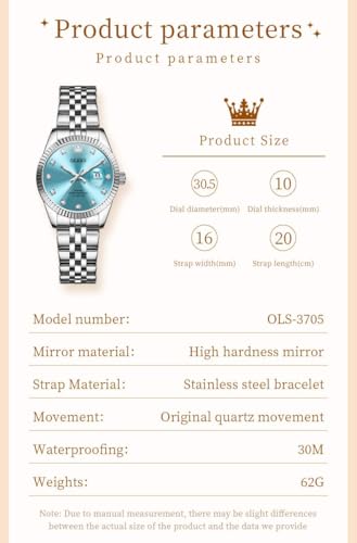 Image of OLEVS Watch Women Silver Watch for Women Luxury Diamond Womens Watches for Small Wrist Stainless Steel Waterproof Analog Quartz Date Elegant Reloj para Mujer