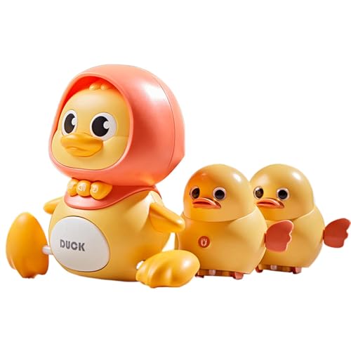 Figura de Mama Duck - Juguete de mascotas que se arrastra - Jueces de música de bebé, juguetes musicales de arrastre de pato caminando, acción interactiva aprendiendo iluminación educativa cantando ma