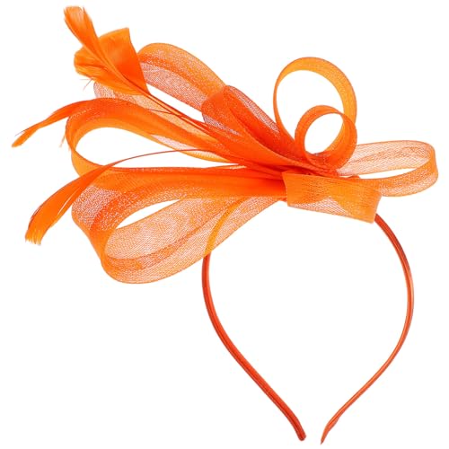 minkissy Orange Hair Fascinator Headband Flower Headpiece for Weddings Tea Parties and Carnival Lightweight Mesh Design 7.9X7.1X1.2 Inches
